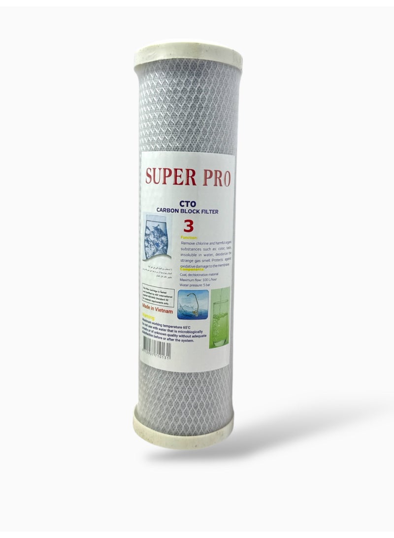 Super Pro CTO Carbon Block Water Filter Cartridge – Stage 3 Chlorine & Odor Removal
